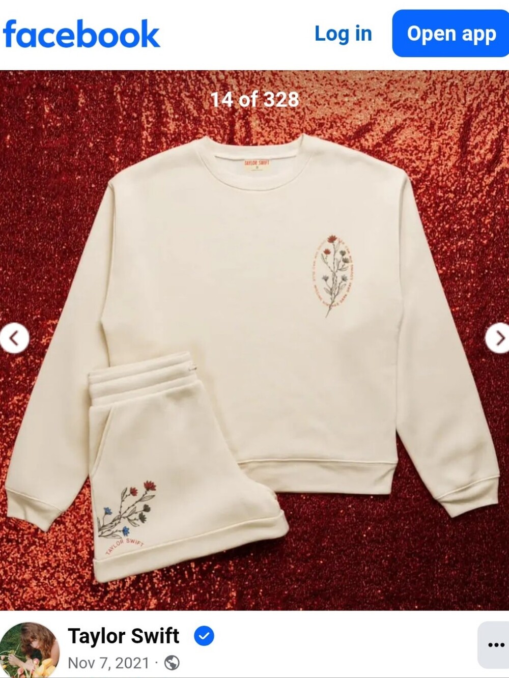 Taylor Swift Red (TV) "Loving Him Was Red" Matching Crewneck & Shorts Set